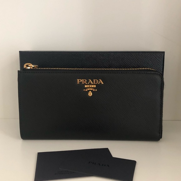 Prada Handbags - New Prada saffiano leather wallet black zip